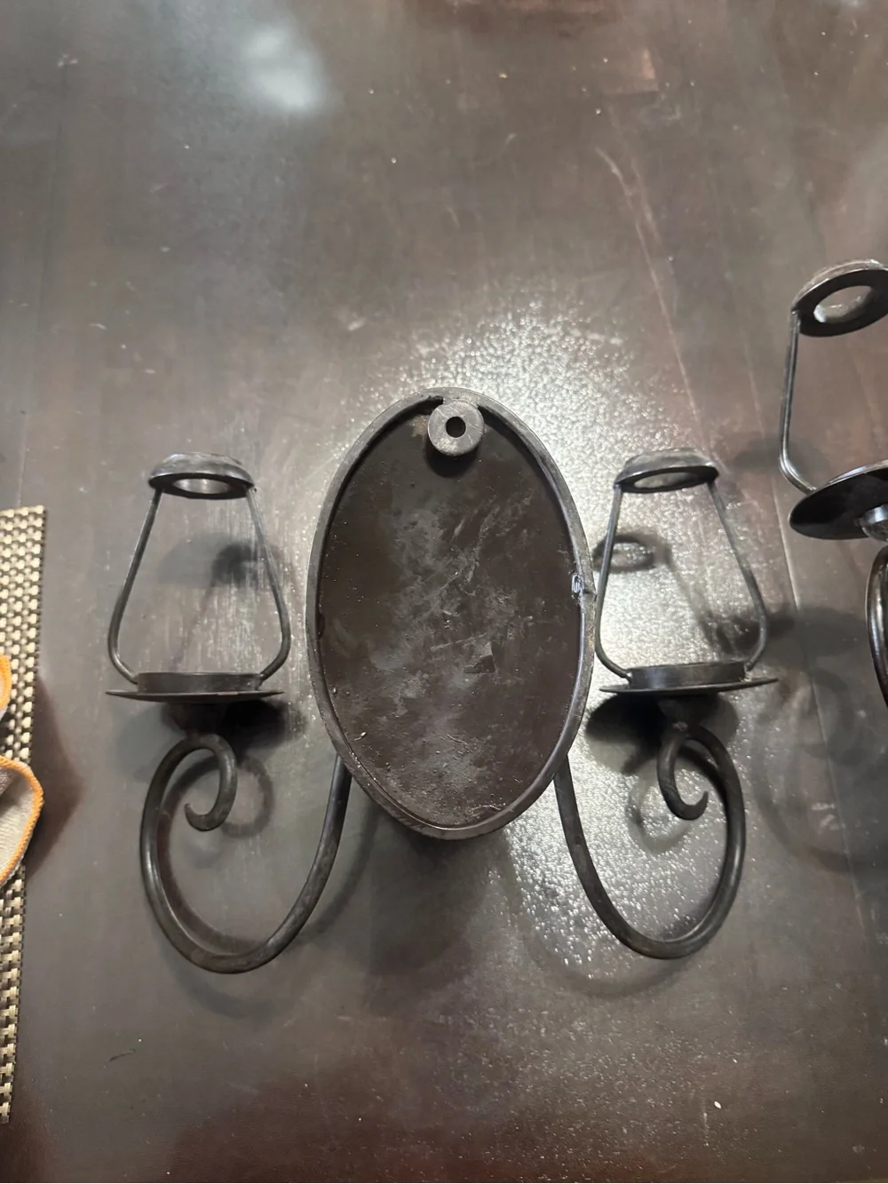 Bronze Iron Scroll Wall Sconces Candelabras Lantern Rustic Candle Holders Vtg